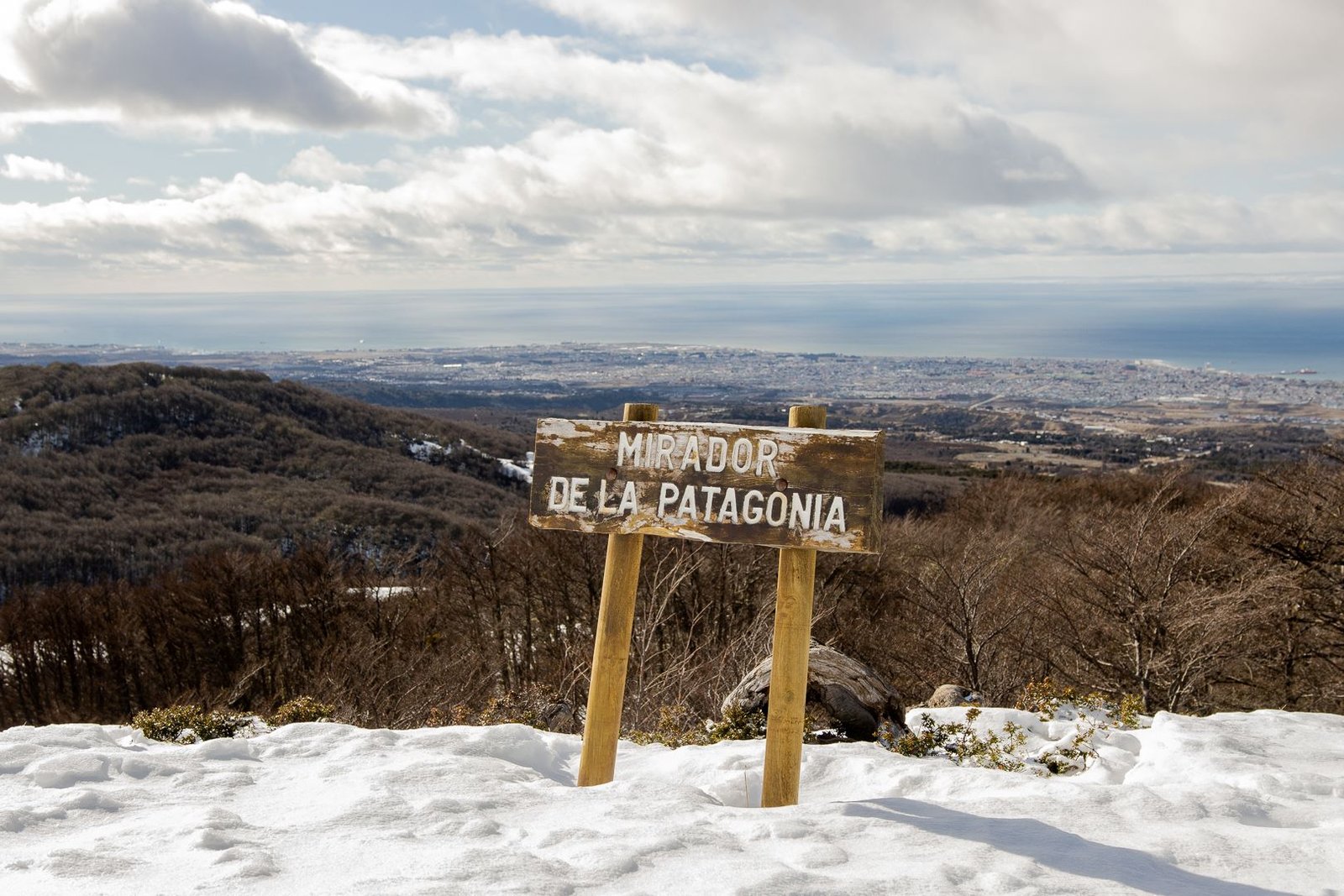 View from Mirador de la Patagonia over Punta Arenas and the Strait of Magellan